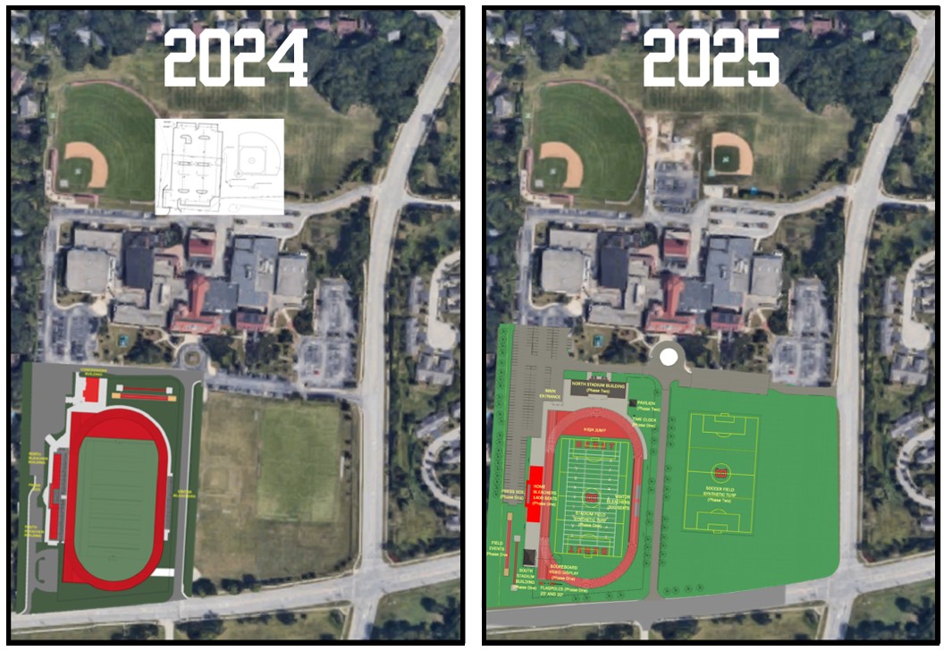 2024 vs 2025 Benet Stadium renderings